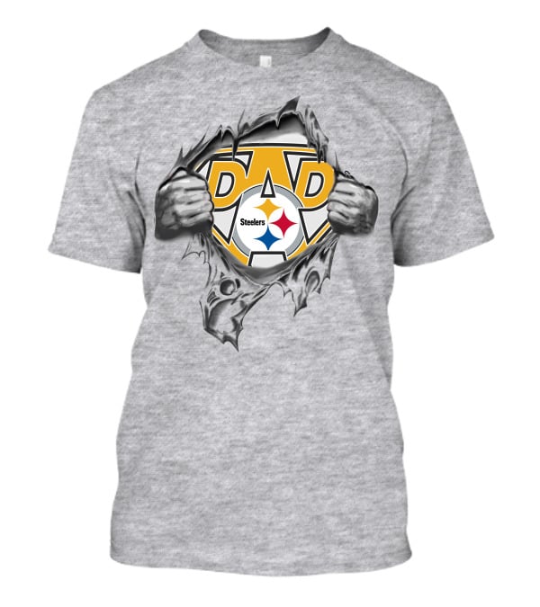 Steelers Dad Logo With Ripped Superhero Effect T-Shirt