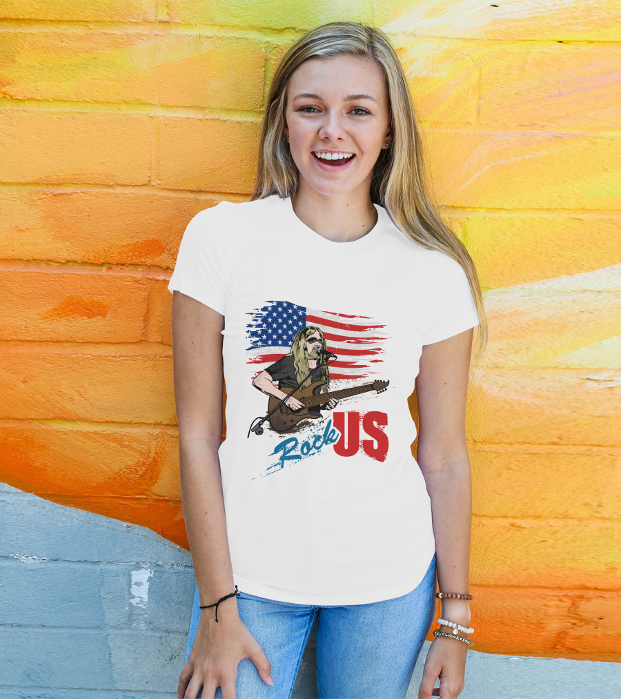 Rock US American Flag Guitarist Performance T-Shirt