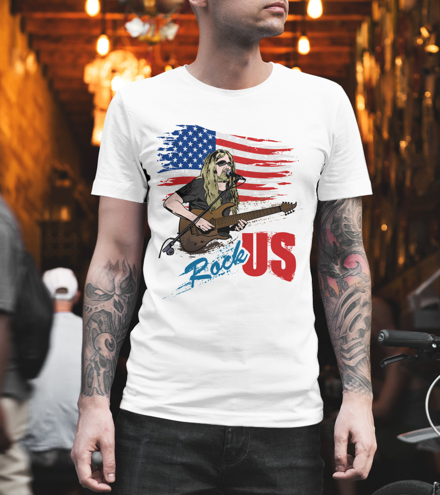 Rock US American Flag Guitarist Performance T-Shirt