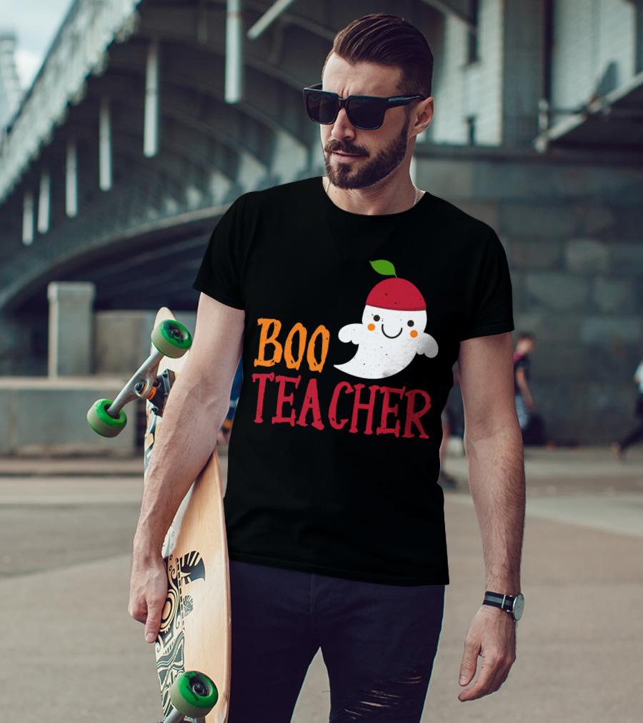 Boo Teacher Ghost Pirate Themed Funny Halloween Costume Teacher T-Shirt