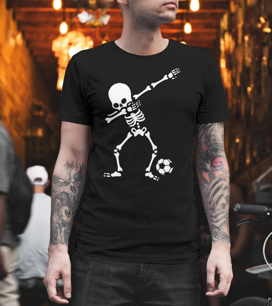 Skeleton Dabbing with Soccer Ball Pose T-Shirt