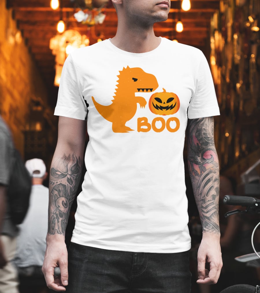 Boo Dinosaur With Jack-O'-Lantern Pumpkin T-Shirt
