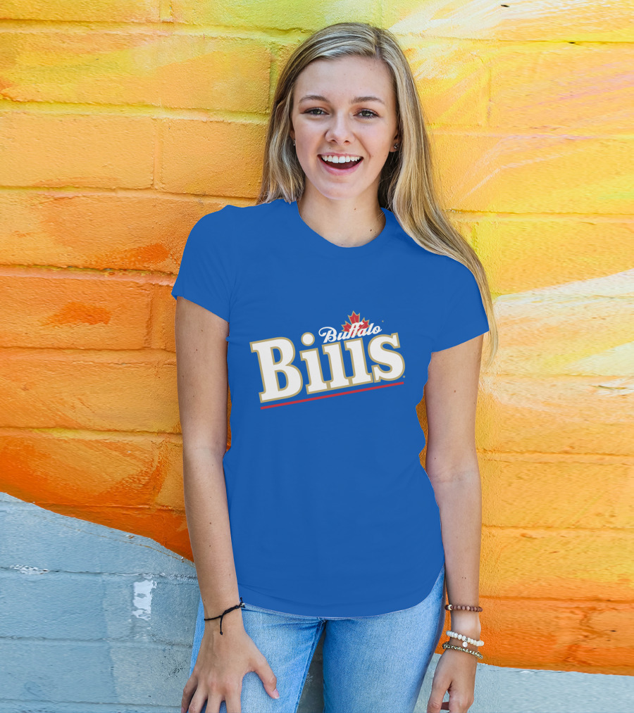Buffalo Bills Logo With Red Maple Leaf T-Shirt