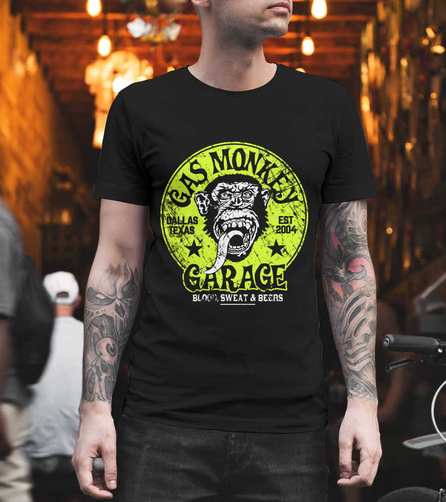 Gas Monkey Garage Dallas Texas Est 2004 Blood Sweat and Beers Vest Green T-Shirt