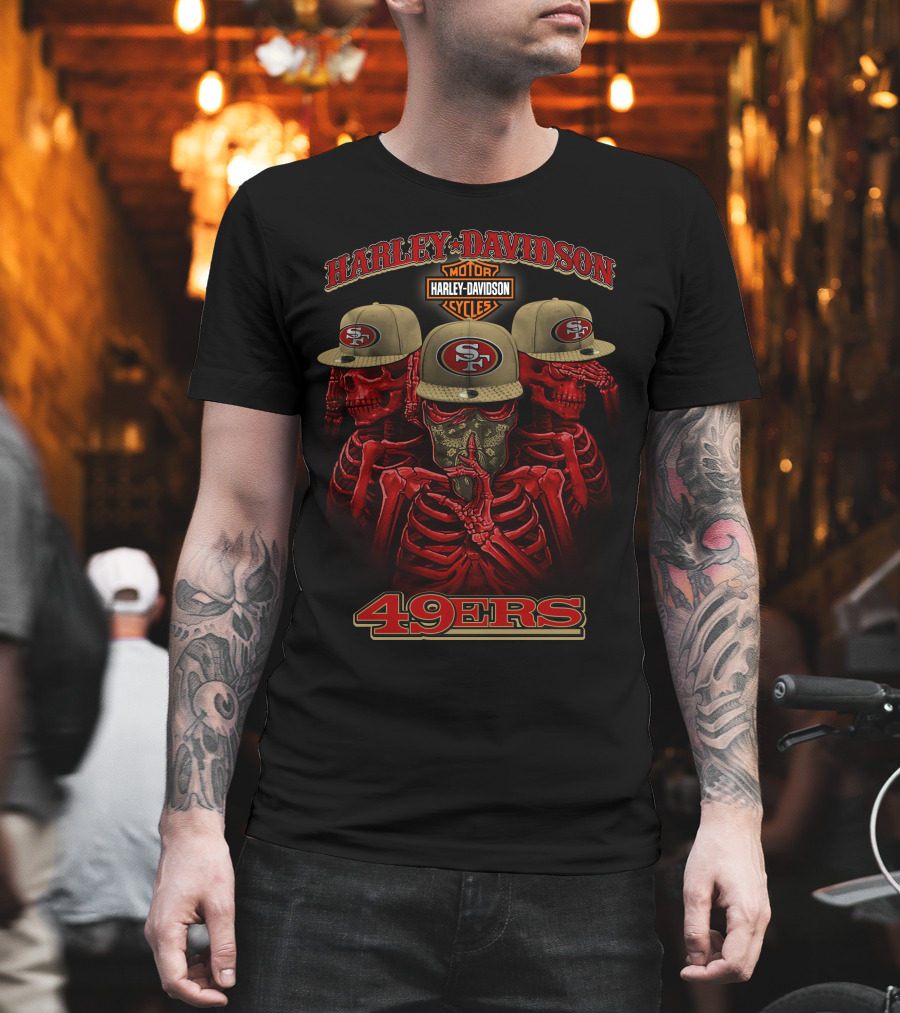 Harley Davidson 49ers Motorcycles Sf Skull T-Shirt