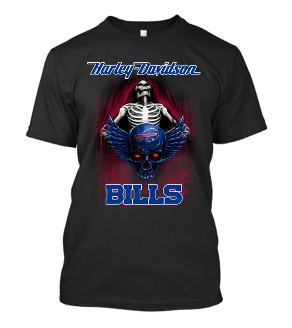Harley Davidson Bills Hdnfl 0610 Buffalo Bills Skull Wings T-Shirt