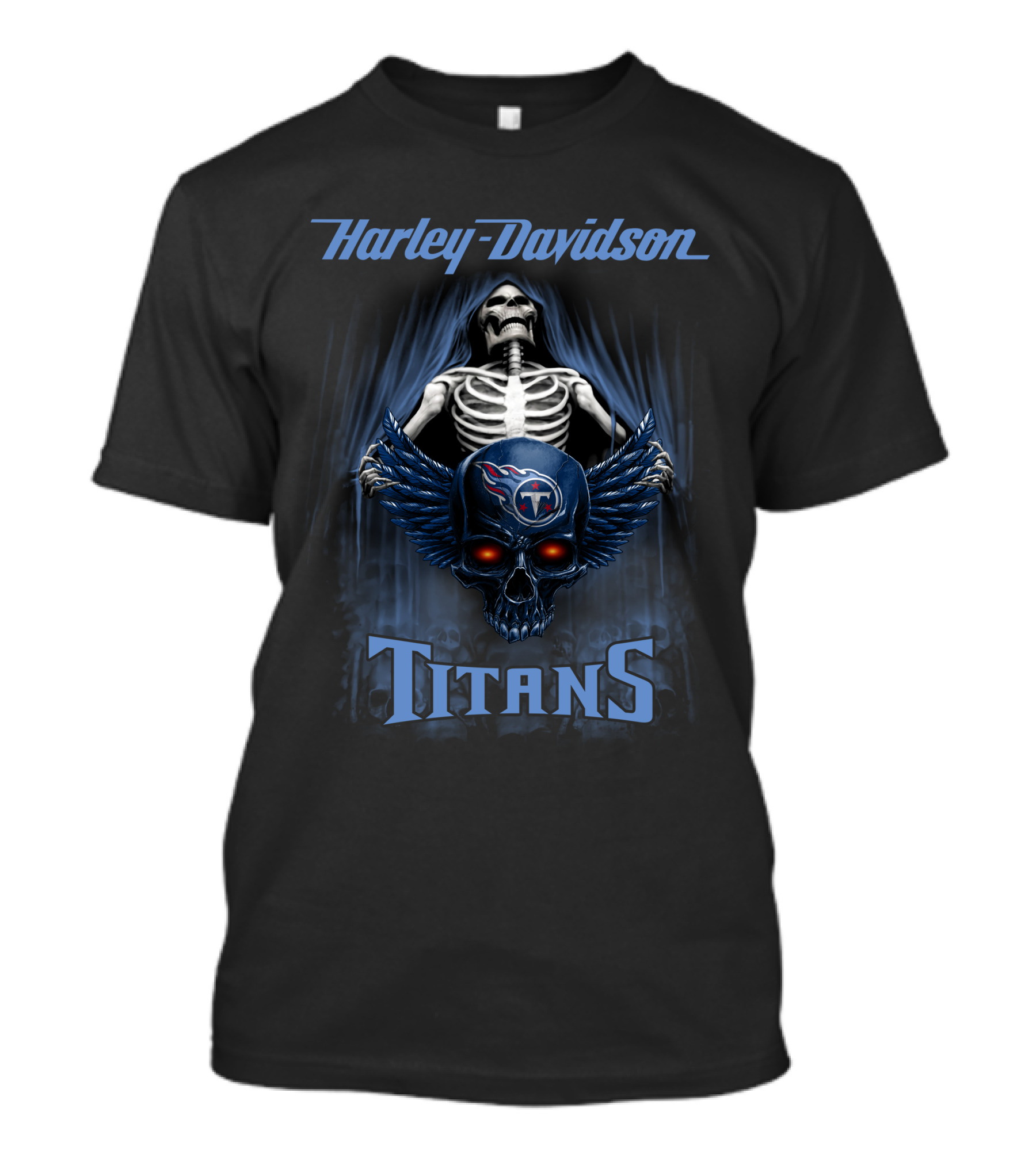 Harley Davidson Tennessee Titans Skull Skeleton T-Shirt