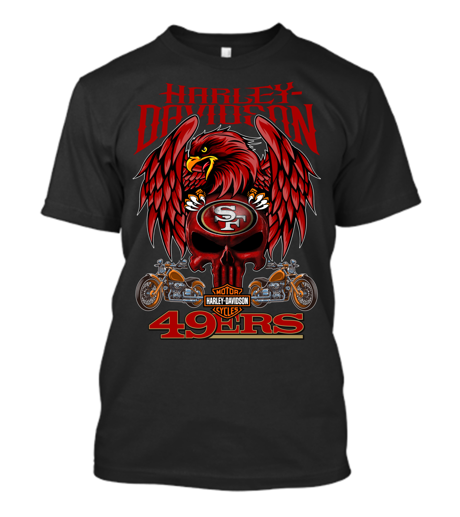 Harley Davidson San Francisco 49ers Motor Cycles 49ers T-Shirt