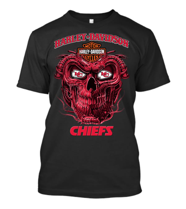 Harley Davidson Motorcycles Kansas City Chiefs Skull T-Shirt