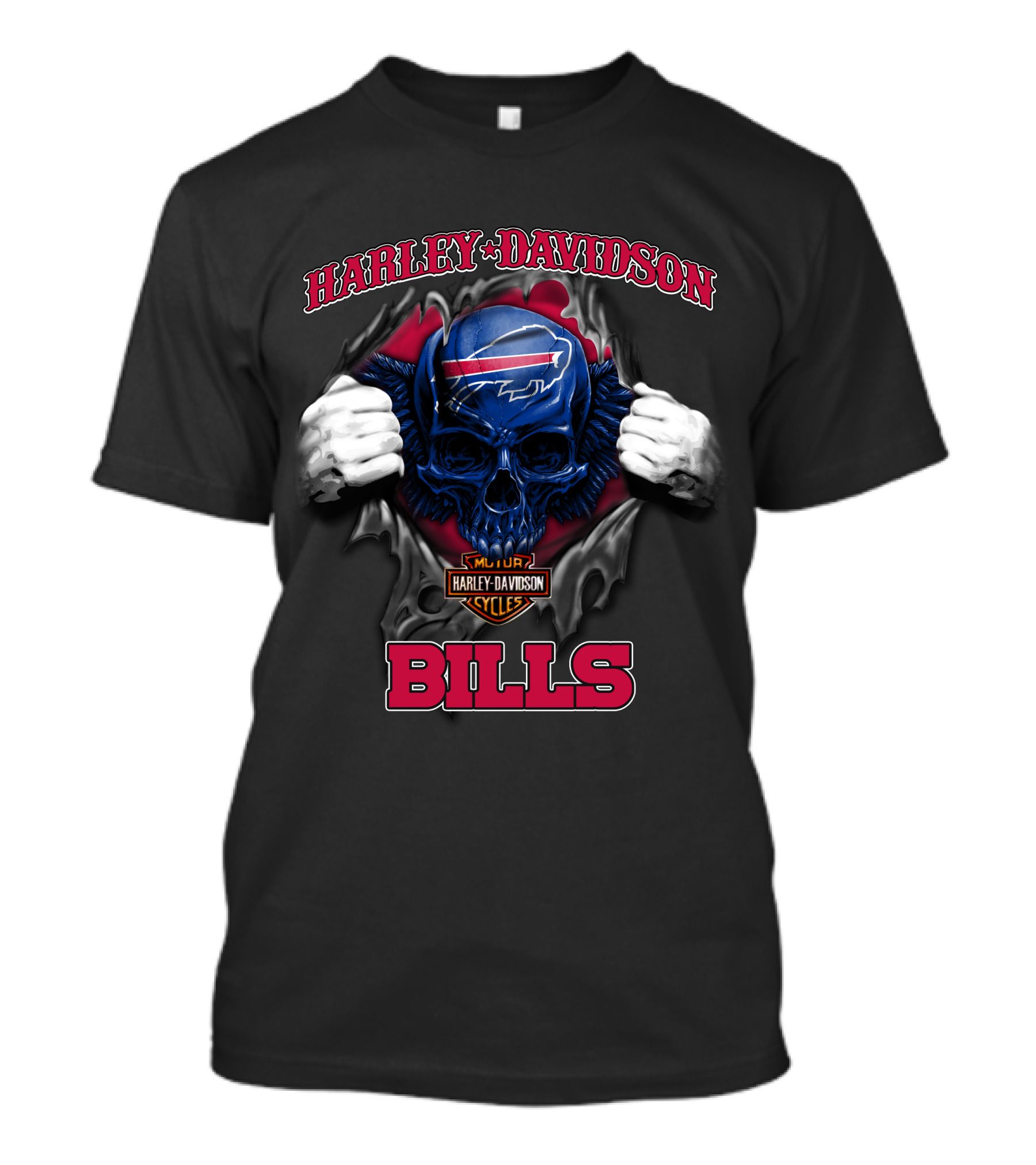 Harley Davidson Nfl Buffalo Bills Skull T-Shirt
