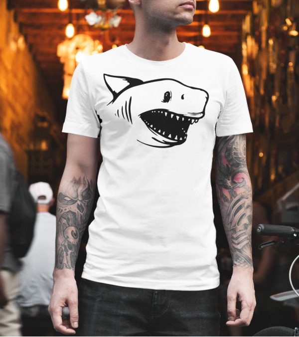 Ask Me About My Shark Grinning Shark Head T-Shirt Ask Me About My Shark Grinning Shark Head T-Shirt