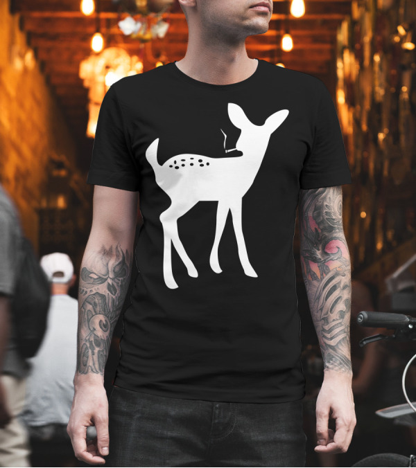 Smoking Fawn Deer Silhouette with Cigarette T-Shirt Smoking Fawn Deer Silhouette with Cigarette T-Shirt