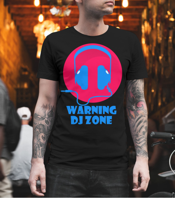 WARNING DJ ZONE Headphones Icon T-Shirt WARNING DJ ZONE Headphones Icon T-Shirt