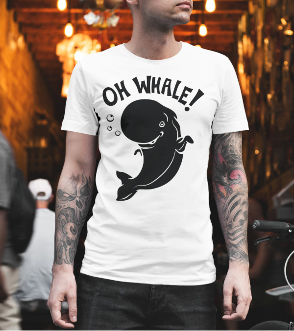 OH WHALE Funny Cartoon Whale with Bubbles T-Shirt OH WHALE Funny Cartoon Whale with Bubbles T-Shirt