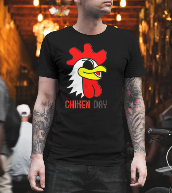 CHIKEN DAY Rooster Cartoon Face T-Shirt CHIKEN DAY Rooster Cartoon Face T-Shirt