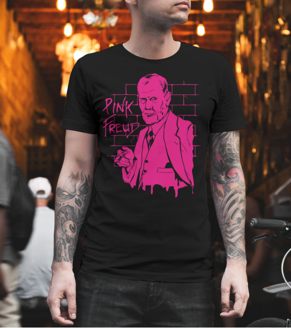 Pink Freud Sigmund Graffiti Style Wall T-Shirt Pink Freud Sigmund Graffiti Style Wall T-Shirt