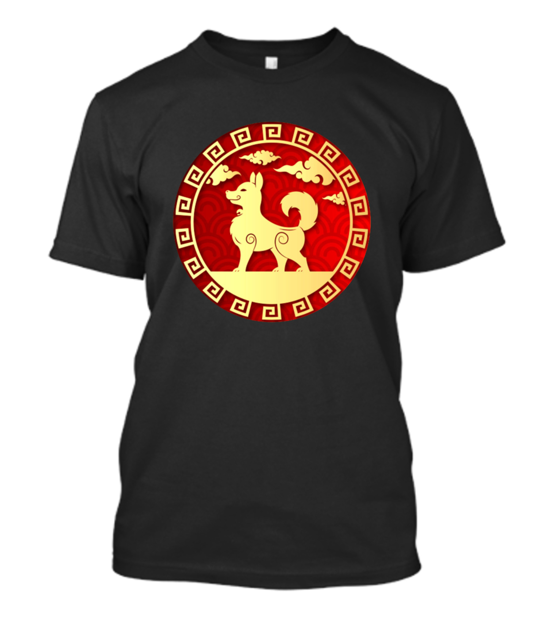 Golden Red Chinese Zodiac Dog Emblem T-Shirt