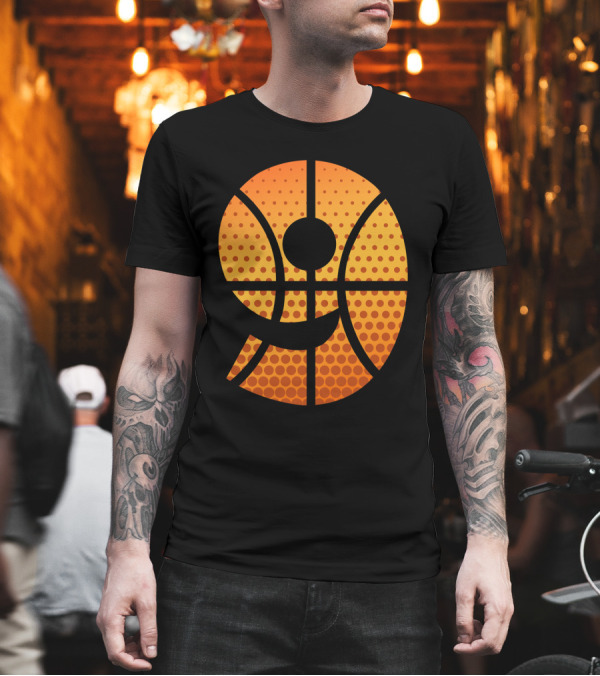 Basketball Number Nine Graphic with Orange Halftone T-Shirt Basketball Number Nine Graphic with Orange Halftone T-Shirt