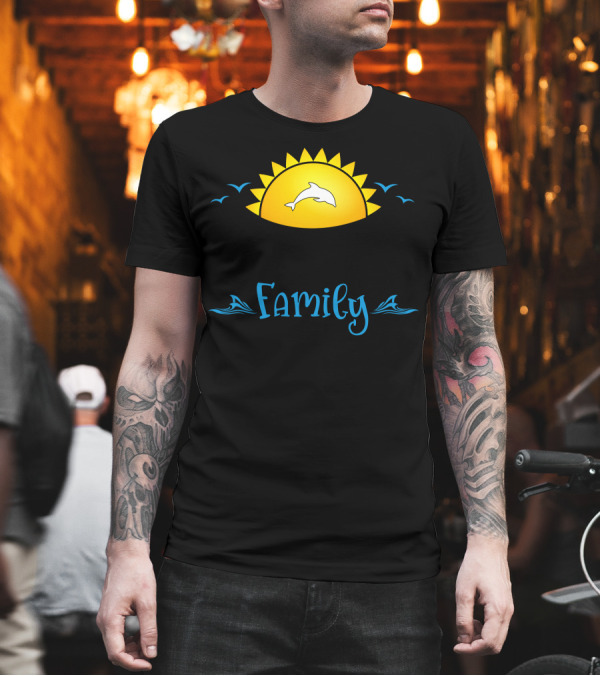 Cruise Family Dolphin Sunset with Birds T-Shirt Cruise Family Dolphin Sunset with Birds T-Shirt