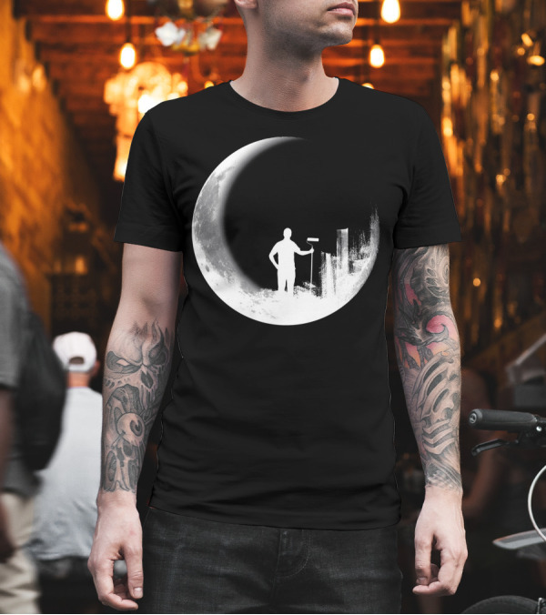 Paint The Moon Silhouette with Roller on Lunar Surface T-Shirt Paint The Moon Silhouette with Roller on Lunar Surface T-Shirt