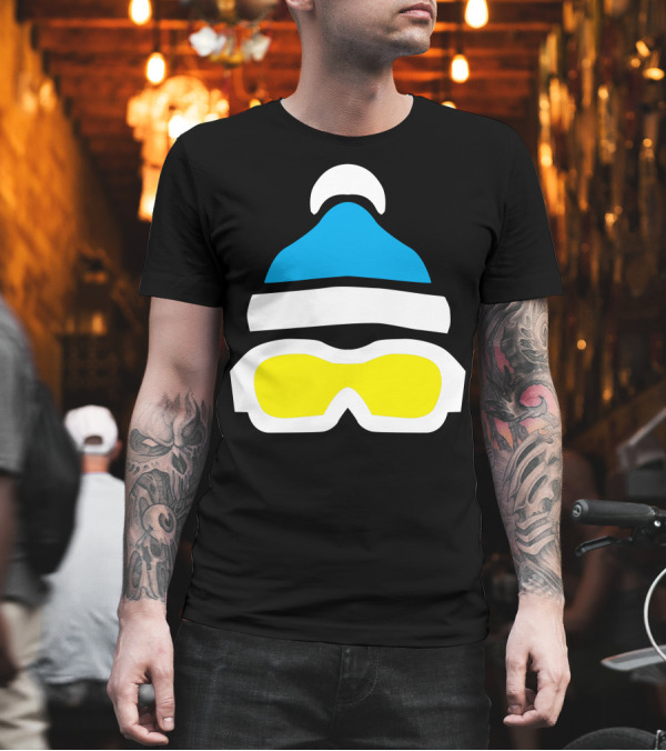 Ski Goggles Bobble Hat Blue White Yellow T-Shirt Ski Goggles Bobble Hat Blue White Yellow T-Shirt
