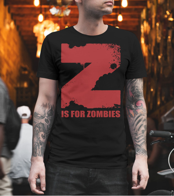Z Is For Zombies Red Grunge Style Bold Lettering T-Shirt Z Is For Zombies Red Grunge Style Bold Lettering T-Shirt