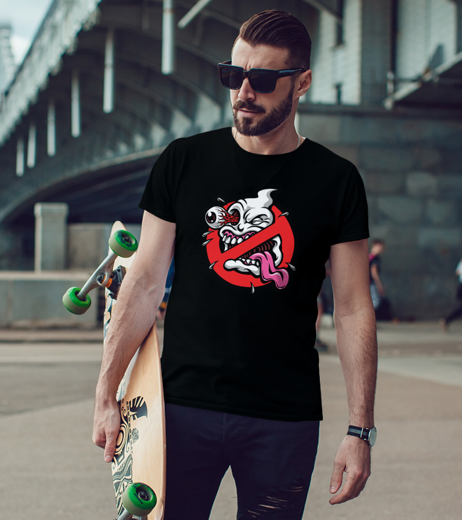 Ghost Blast Parody Graphic With Tongue And Eyeball T-Shirt