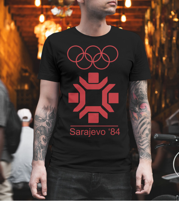 Sarajevo 1984 Winter Olympics Emblem T-Shirt Sarajevo 1984 Winter Olympics Emblem T-Shirt