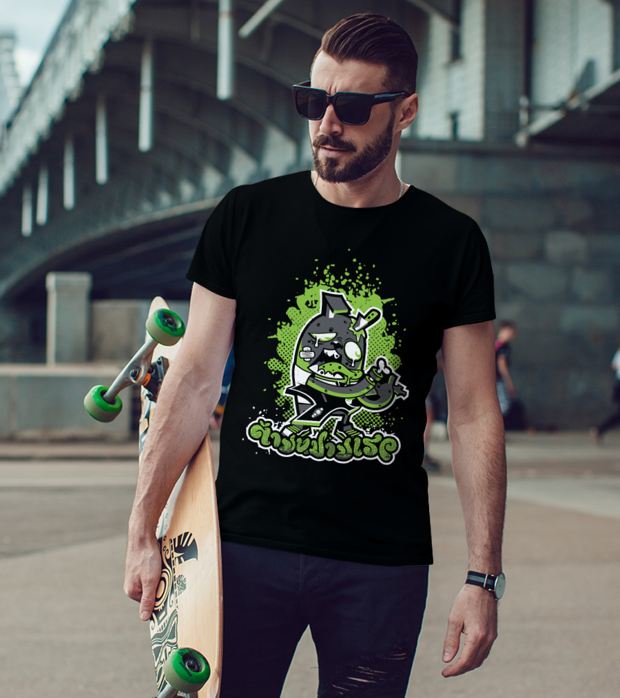 Bunny 2011 Graffiti Style Zombie Bunny With Knife And Green Splatter T-Shirt