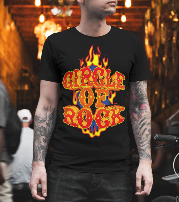 Circle Of Rock Flaming Typography T-Shirt Circle Of Rock Flaming Typography T-Shirt