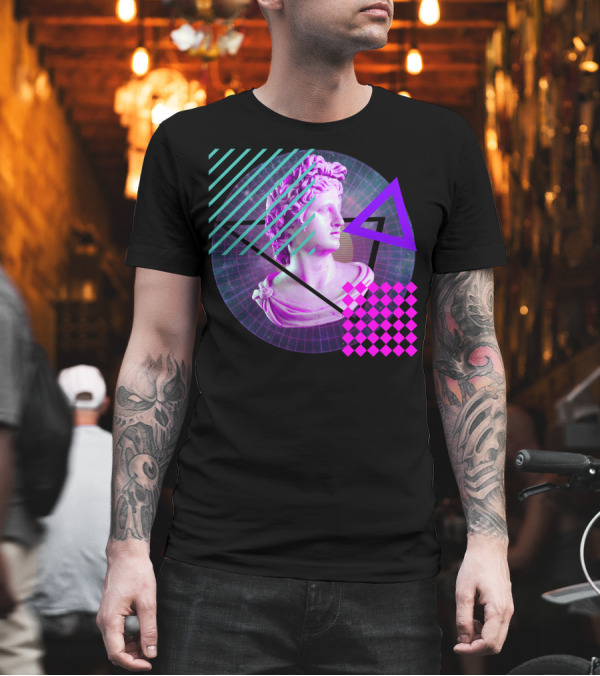 Vaporwave Rome Statue Retro Aesthetic Bust Triangles and Grid T-Shirt Vaporwave Rome Statue Retro Aesthetic Bust Triangles and Grid T-Shirt