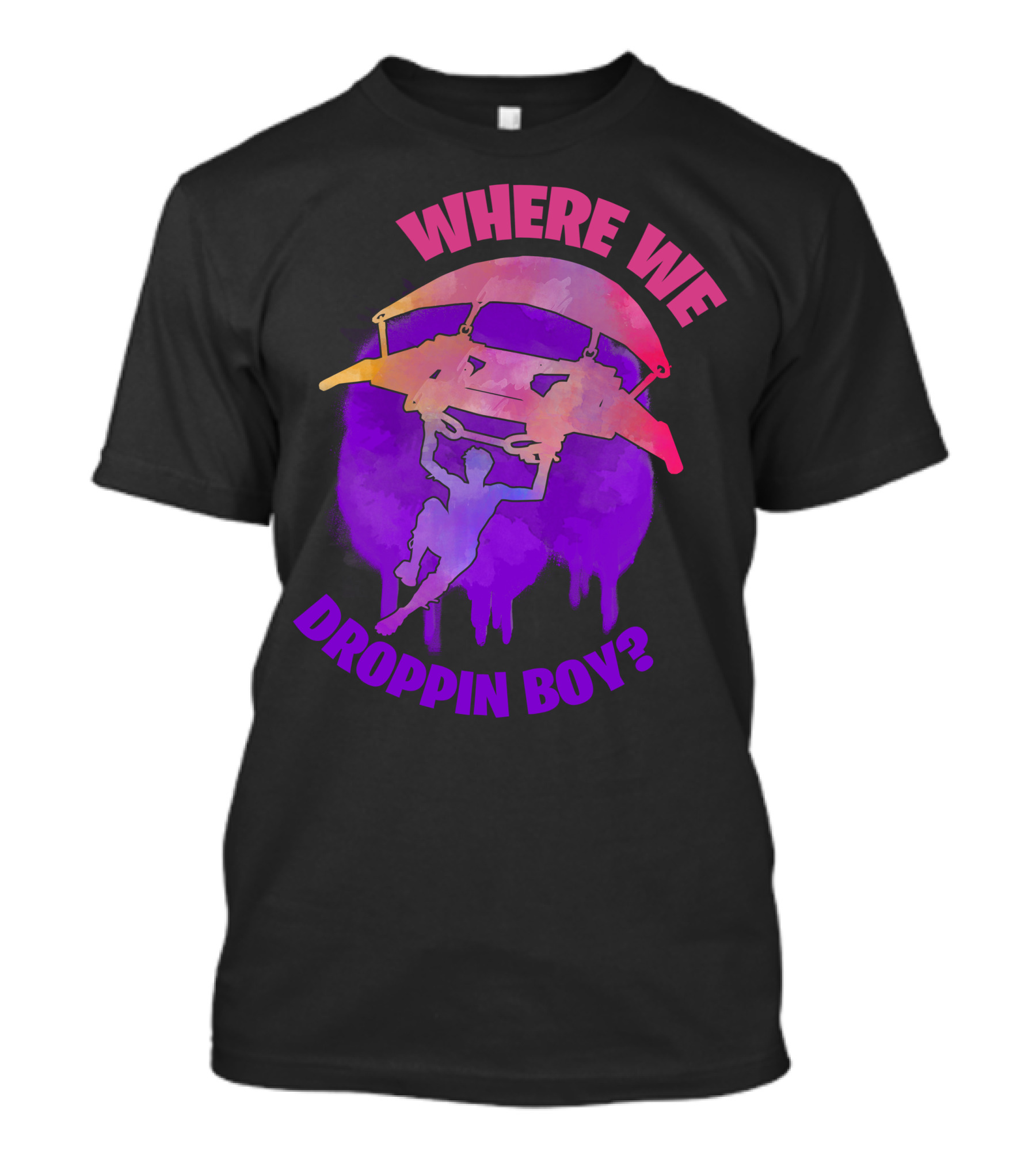 WHERE WE DROPPIN BOY? Parachute Silhouette Gaming T-Shirt
