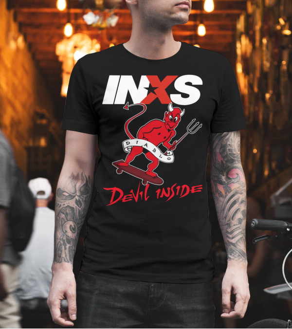 INXS Diablo Devil Inside Skateboarding Demon T-Shirt INXS Diablo Devil Inside Skateboarding Demon T-Shirt
