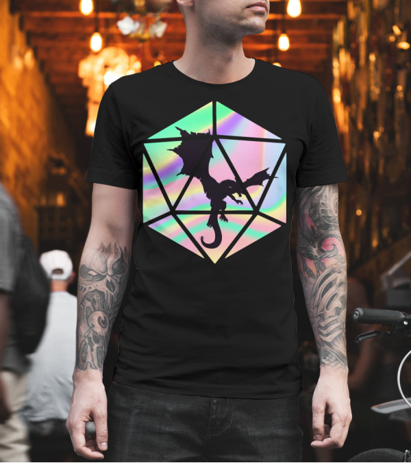 Dungeons and Dragons Hologram Dice Dragon T-Shirt Dungeons and Dragons Hologram Dice Dragon T-Shirt