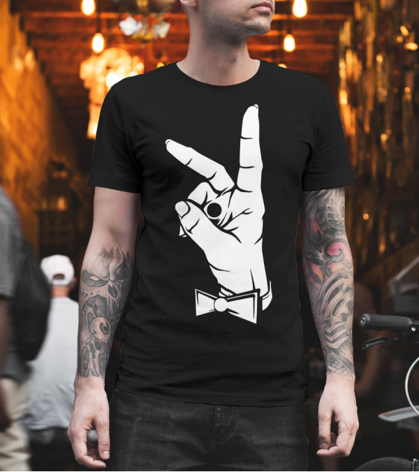 Bunny Ears Hand Gesture Bow Tie T-Shirt Bunny Ears Hand Gesture Bow Tie T-Shirt