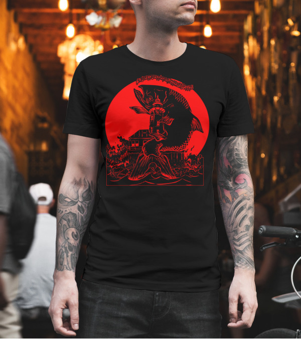 Whiskey Is The Life Of Man Red Moon Fish Lighthouse Scene T-Shirt Whiskey Is The Life Of Man Red Moon Fish Lighthouse Scene T-Shirt