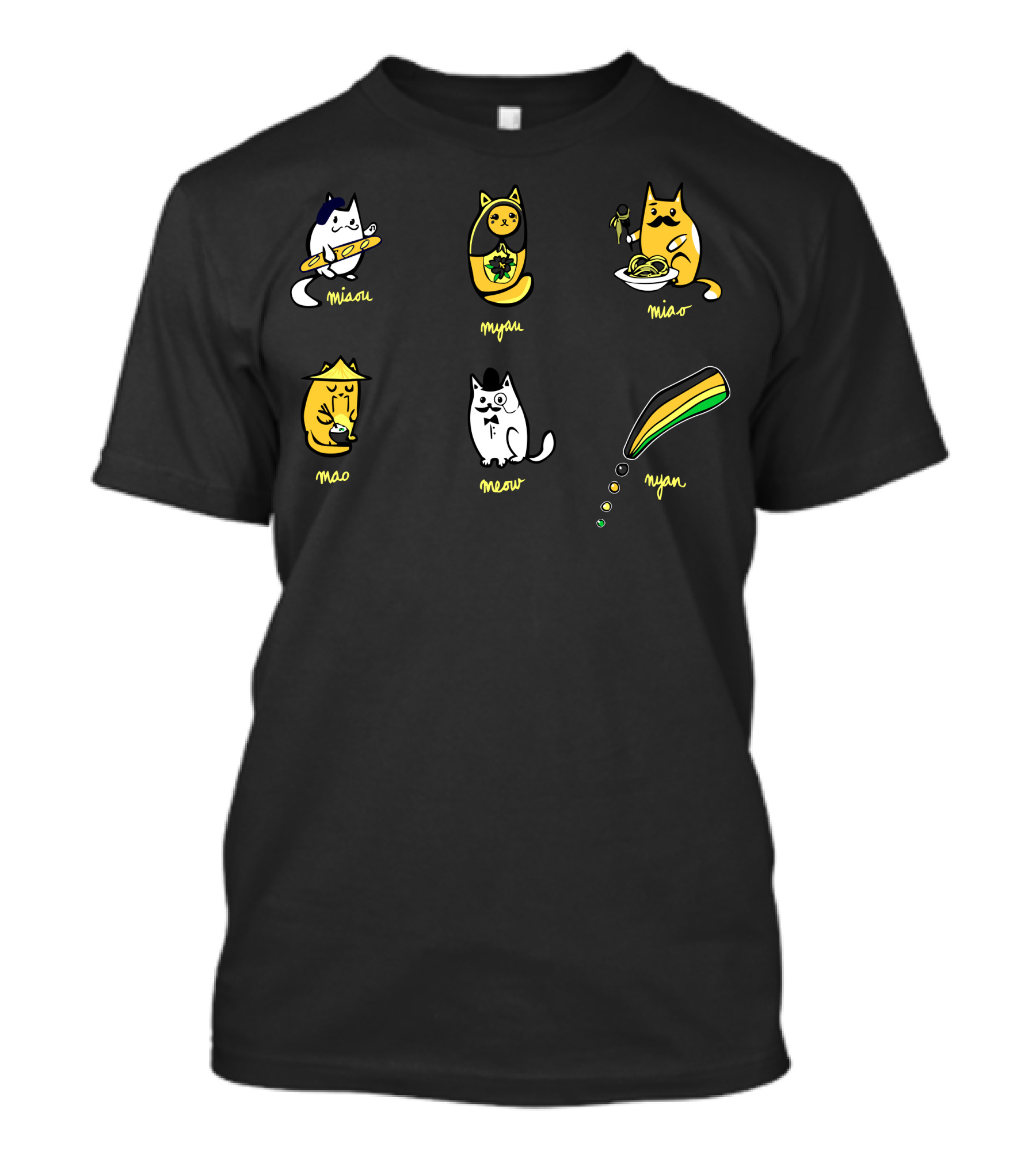 Misau Nyau Miao Mao Meow Nyan Cats Global Greetings T-Shirt