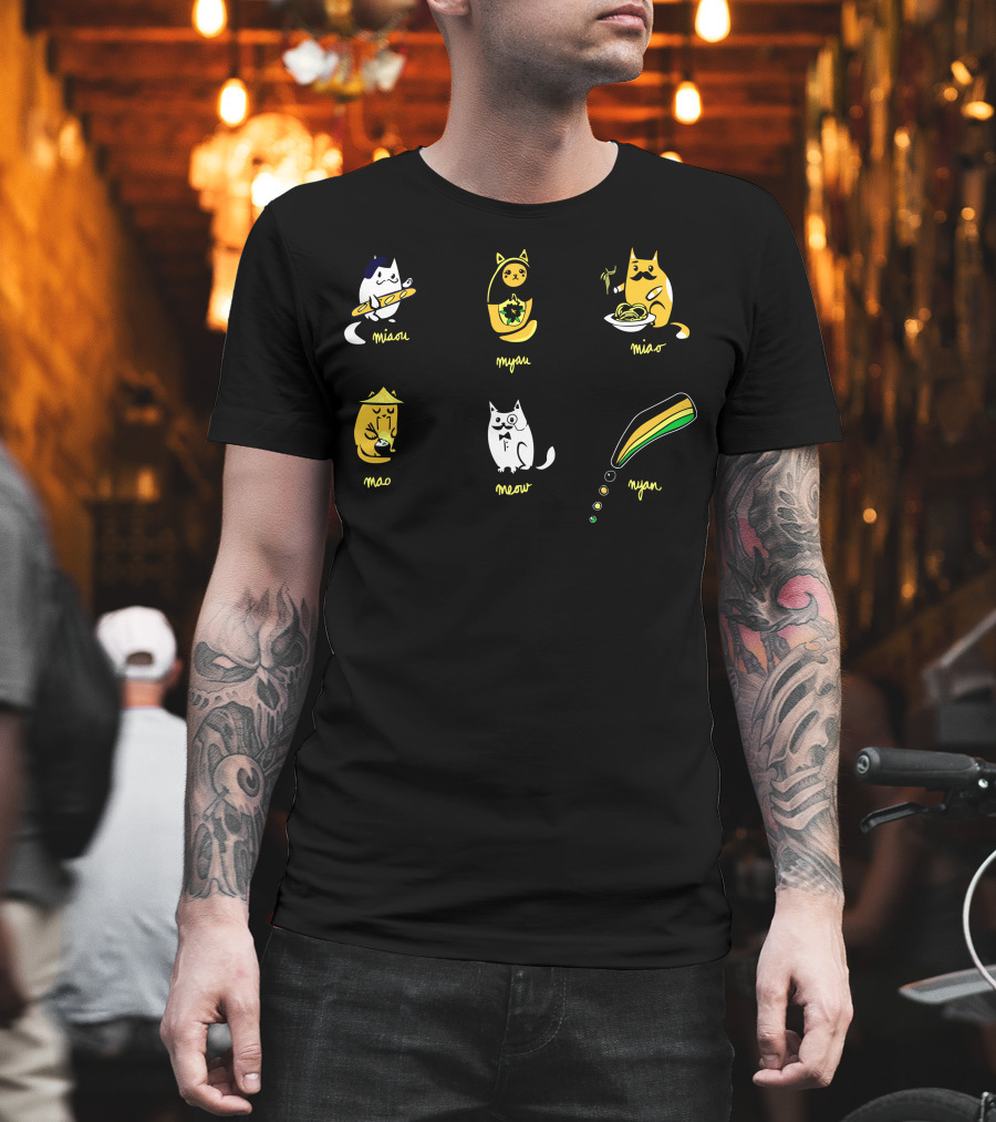Misau Nyau Miao Mao Meow Nyan Cats Global Greetings T-Shirt