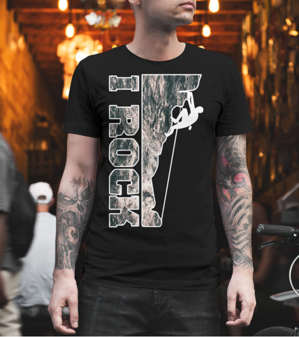 I Rock Climbing Silhouette Rugged Adventure T-Shirt I Rock Climbing Silhouette Rugged Adventure T-Shirt