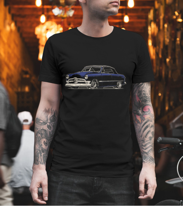 1950 Ford Custom Shoebox Convertible Classic Car Blue T-Shirt 1950 Ford Custom Shoebox Convertible Classic Car Blue T-Shirt