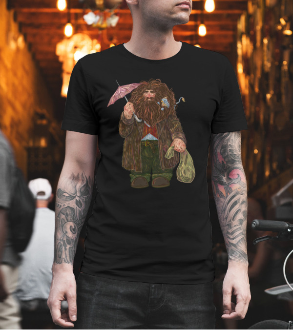 Hagrid with Pink Umbrella and Mouse Companion T-Shirt Hagrid with Pink Umbrella and Mouse Companion T-Shirt