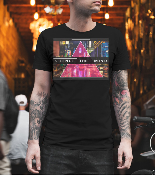 Silence The Mind Neon Cityscape Triangle Reflections T-Shirt Silence The Mind Neon Cityscape Triangle Reflections T-Shirt
