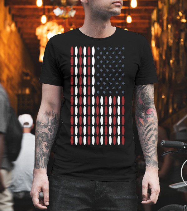 Surf To Live American Flag Surfboard T-Shirt Surf To Live American Flag Surfboard T-Shirt