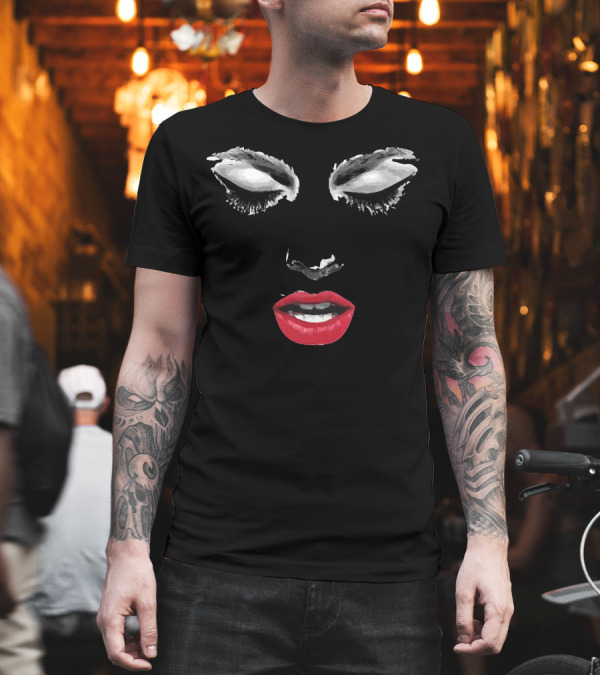 Girl Face with Red Lips and Closed Eyes T-Shirt Girl Face with Red Lips and Closed Eyes T-Shirt