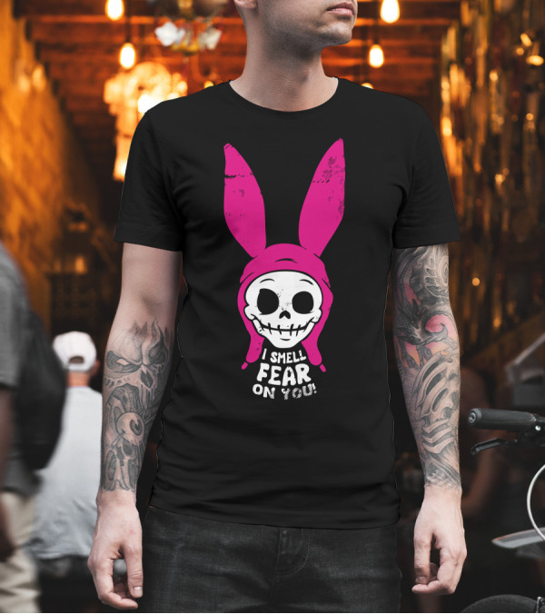 I Smell Fear on You Skull with Pink Bunny Ears T-Shirt I Smell Fear on You Skull with Pink Bunny Ears T-Shirt