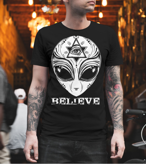 Alien Believe Illuminati Eye Triangle T-Shirt Alien Believe Illuminati Eye Triangle T-Shirt