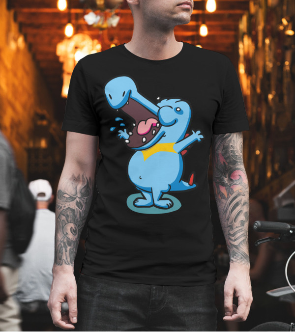 Blue Crocodile Happy Cartoon Mascot with Open Mouth T-Shirt Blue Crocodile Happy Cartoon Mascot with Open Mouth T-Shirt