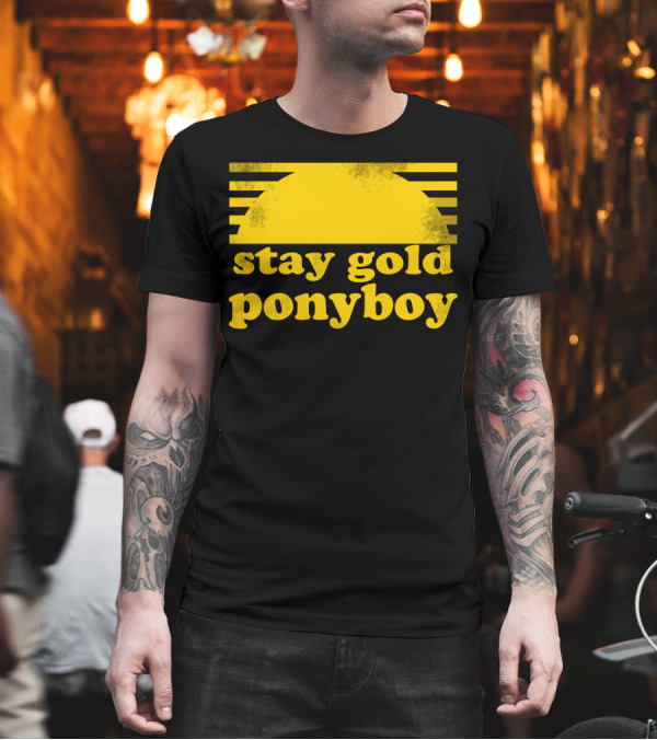 Stay Gold Ponyboy The Outsiders Movie Book Yellow Sunrise Stripes T-Shirt Stay Gold Ponyboy The Outsiders Movie Book Yellow Sunrise Stripes T-Shirt