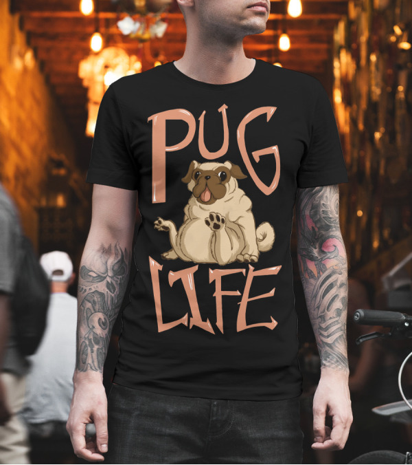 Pug Lifee Playful Cartoon Pug T-Shirt Pug Lifee Playful Cartoon Pug T-Shirt