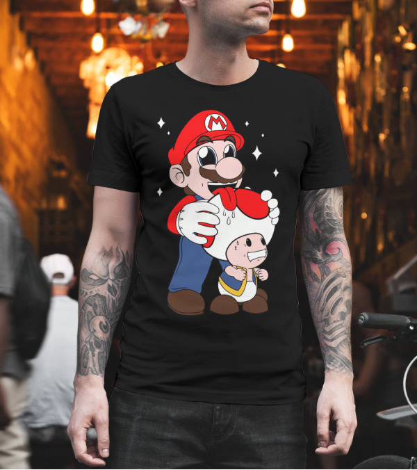 Mario Licking Toad Mario Parody Gaming T-Shirt Mario Licking Toad Mario Parody Gaming T-Shirt